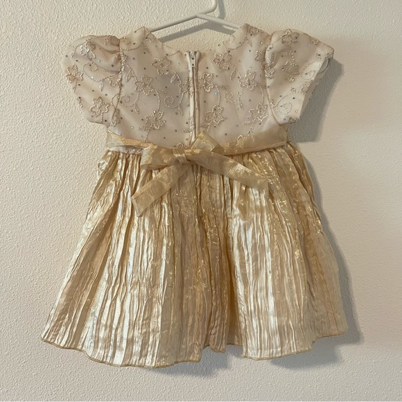 Vintage Rare Editions Champagne Gold Bling Rosette Formal Dress-12 months - Picture 2 of 10